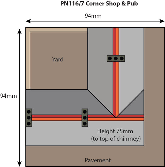 Model kit N:  corner shop and pub stone built - Metcalfe - PN117