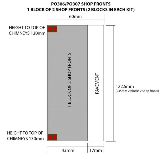 Model kit OO/HO: Low relief - Shop fronts - brick - Metcalfe - PO306