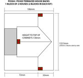 Model kit OO/HO: Low relief - Terraced houses red brick - backs - Metcalfe - PO304