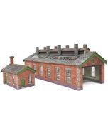 Model kit N: double track engine shed red brick - Metcalfe - PN913