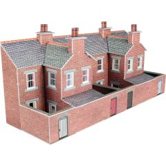 Model kit N:  Low relief terraced house backs in red brick style - Metcalfe - PN176